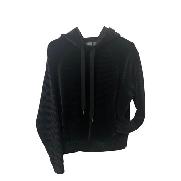 Zella Women's Black Ribbed Oversized Cowl Neck Hooded Pullover , Size XS - Picture 2 of 6